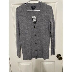 C by Bloomingdales 100% 2Ply Cashmere Cardigan Sweater Women’s SGray NWT $188